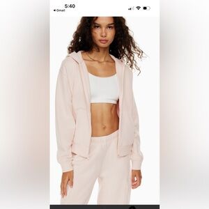 Aritzia Oracle Pink sweat fleece perfect fit zip up hoodie(TNA)